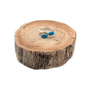 Handmade Navajo Turquoise Semi Adjustable Ring Sterling‎ Silver Jewelry Sz 6.5**